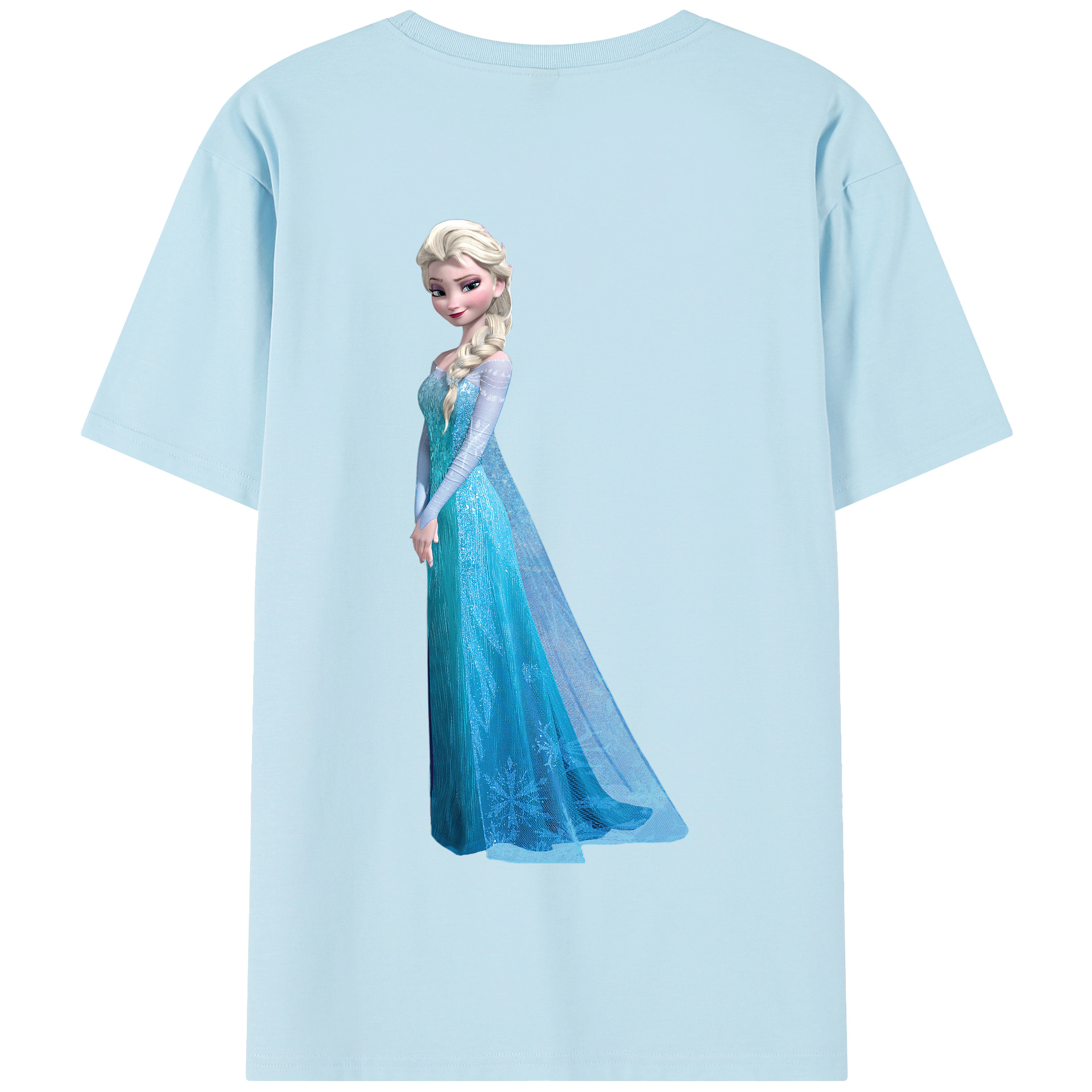 （画像用） アナと雪の女王 アンナ エルサ Frozen Anna Elsa 綿100％半袖Tシャツ（背面プリント）